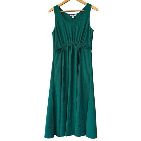 Athleta Emerald Green Echo Midi Dress Size Medium Ruched Waist Maxi Tank - Picture 3 of 13